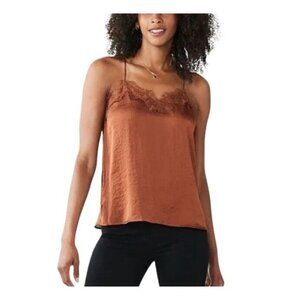 Nine West Satin Lace Cami Tank Top Size Large L Burnt Orange Shirt Lingerie
